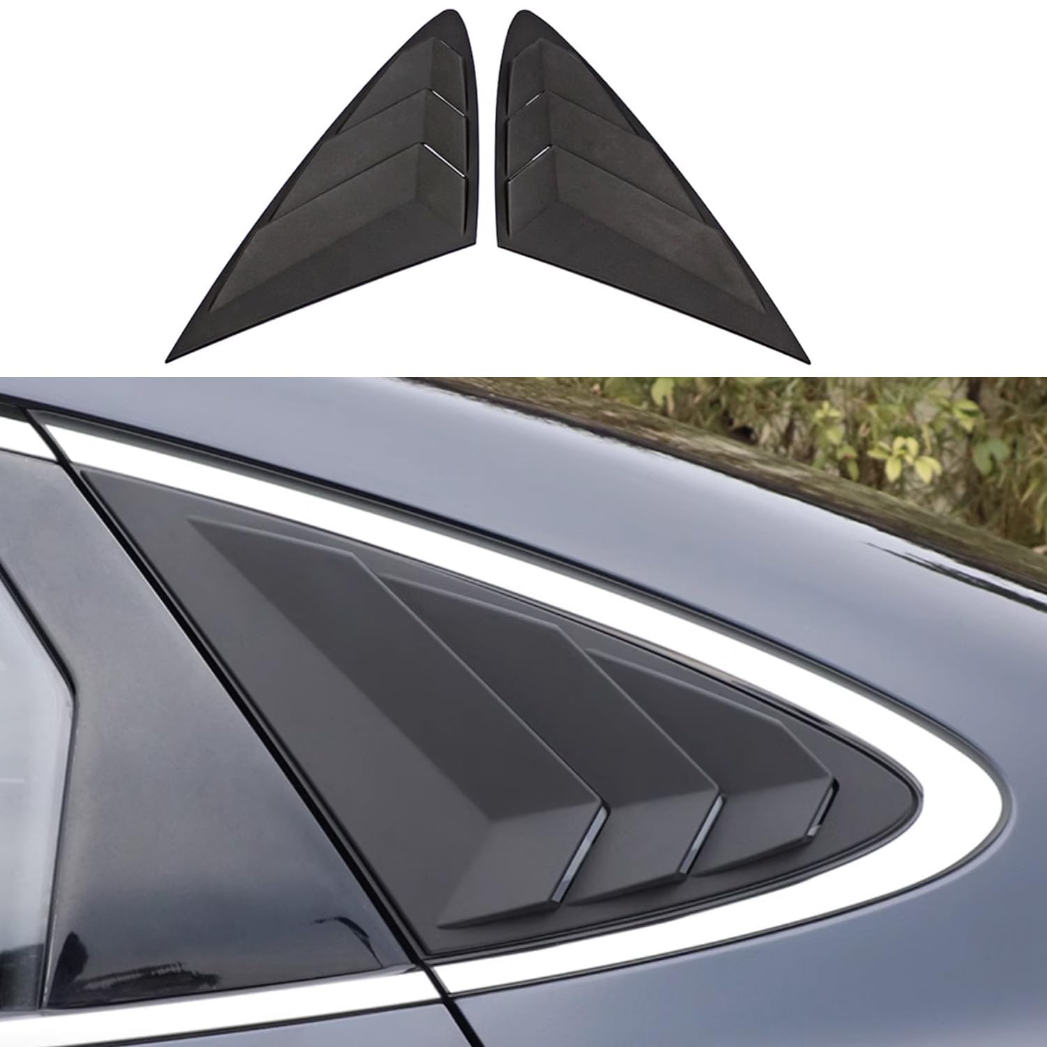 Rifoda for New Sonata Window Louvers Air Vent Scoop Shades Cover Blinds Fit for Hyundai Sonata 2020 2021 2022 2023 2024 Rear Side Window Louvers Decoration Trims ABS Material 2PCS (Matt Black)