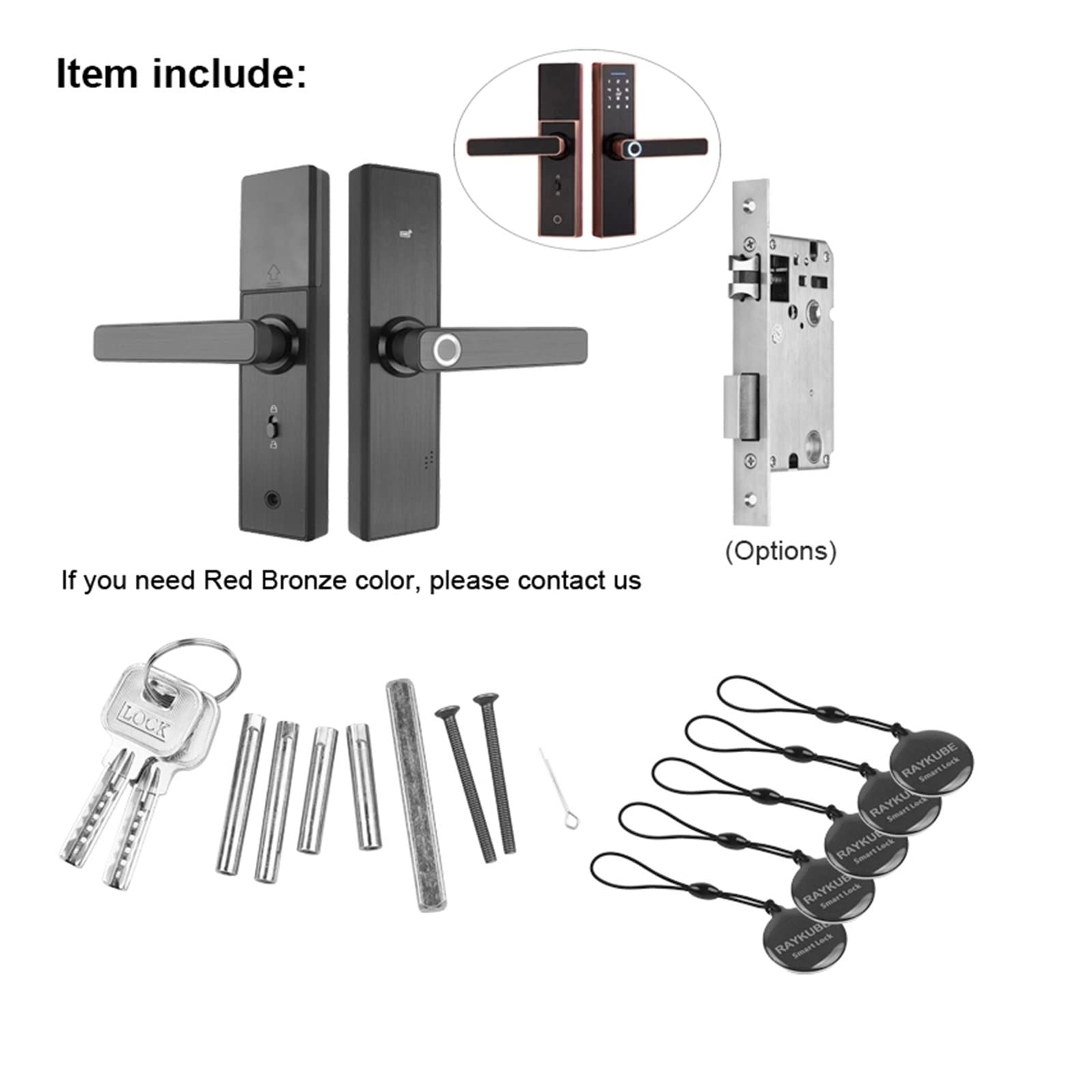 Serratura Smart, Serratura Elettronica con App Tuya da remoto/Impronta Digitale biometrica/Smart Card/Password/Chiave,Smart Lock Facile da Installare(Without Mortise Lock)