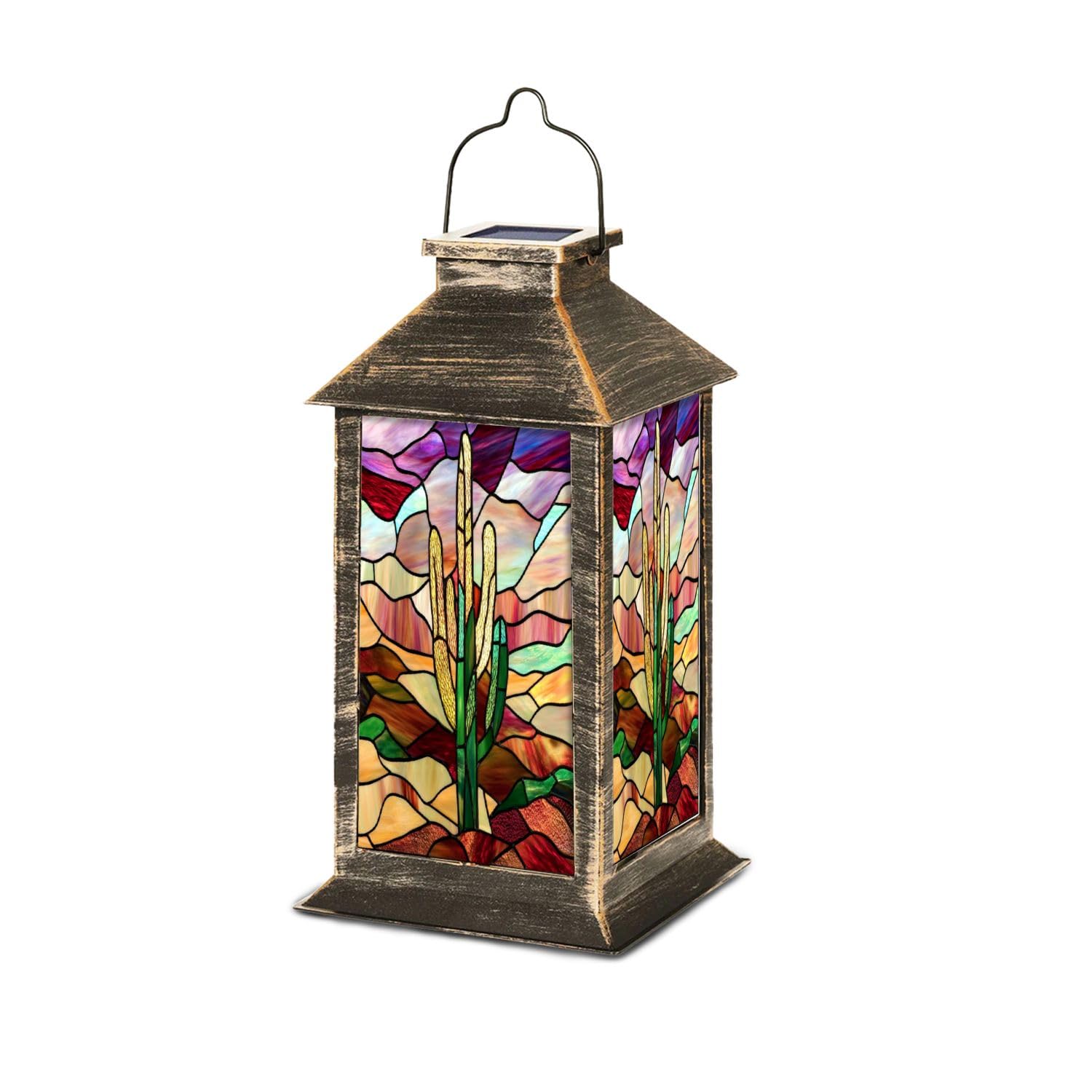 Amazon.com: Solar Lantern Bold Serene Stained Glass Western Desert