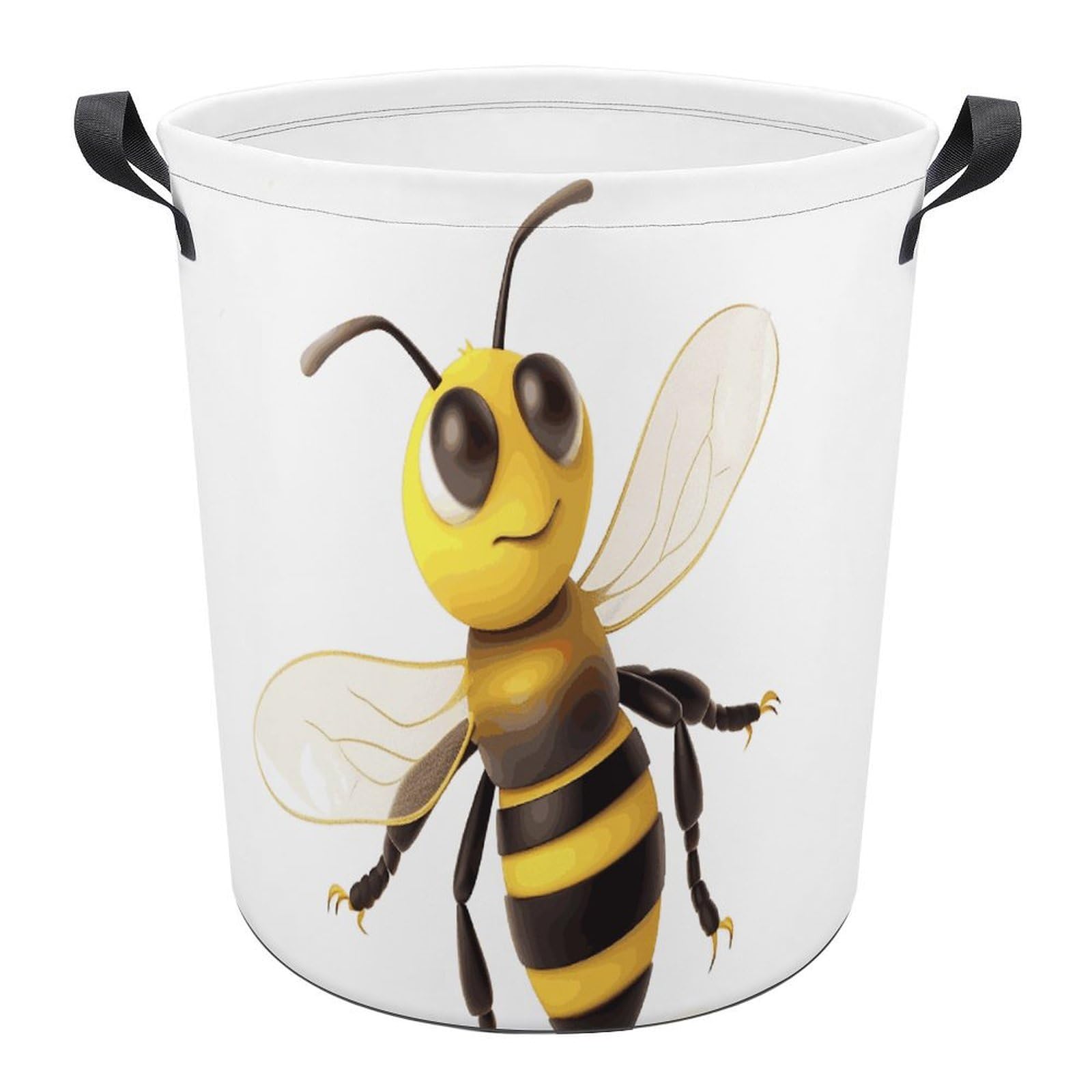 Grand panier à linge en toile durable pliable et imperméable avec imprimé abeille soigné