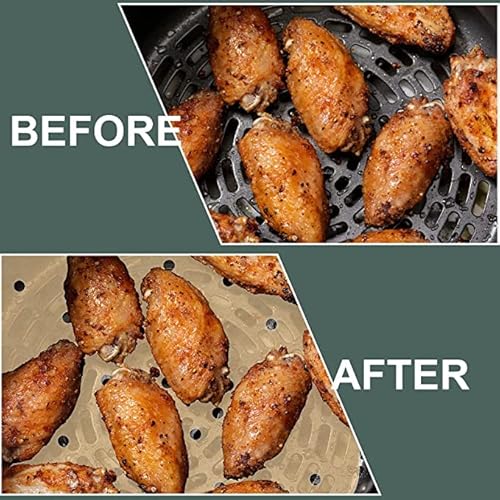 Air Fryer Disposable Paper Liners - 200 Pieces, Liners For Air Fryer, Square Air Fryer Liners, 8.5 Inch Unbleached Perforated Parchment Paper, Sheets For Baking, Frying, Roasting, Bamboo Steaming #TOP4