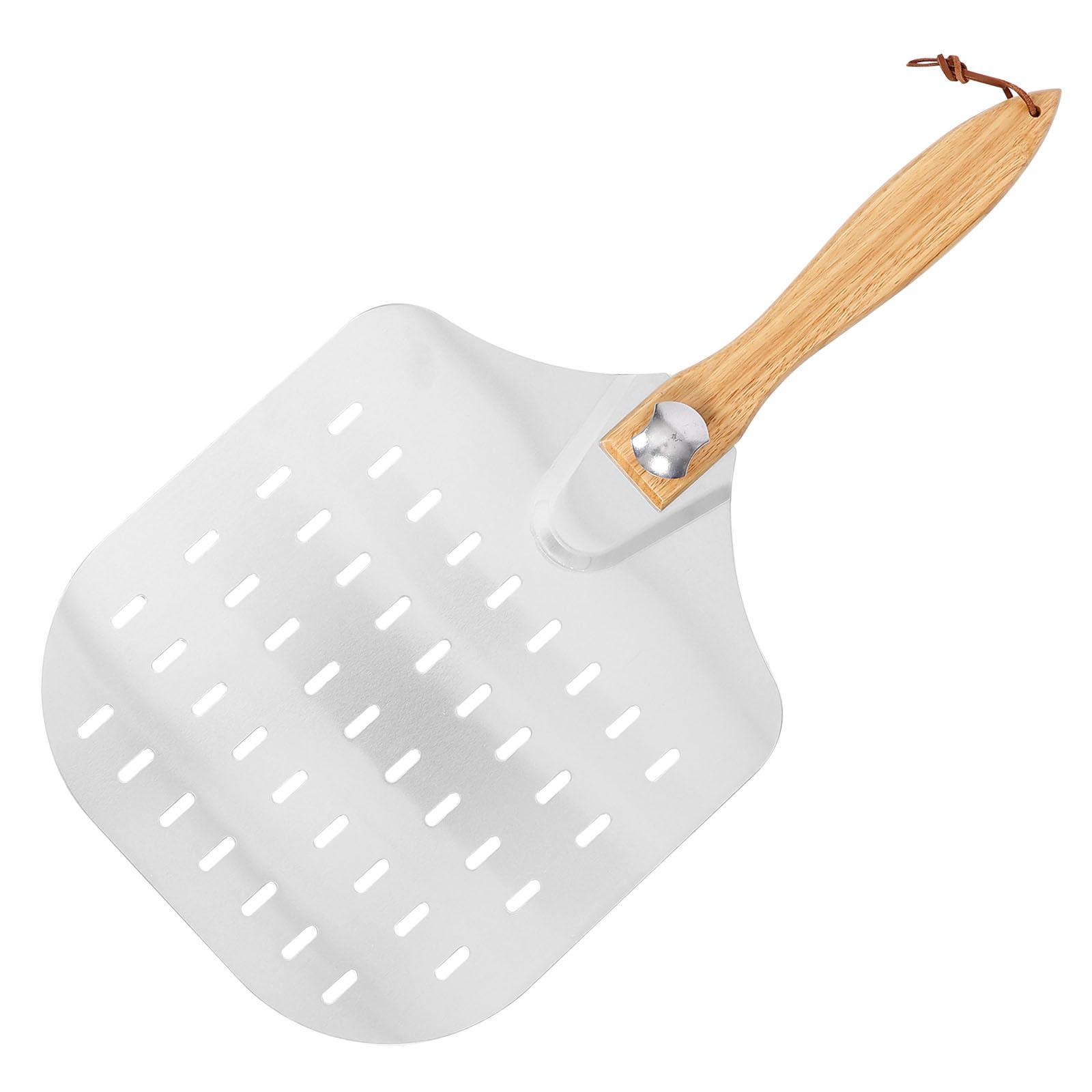 ULTECHNOVO Pelle à Pizza Carrée en Acier Inoxydable avec Manche en Bois Antidérapant, Outil Pratique pour Pizzerias et Restaurants, Transfert Sécurisé de Pizza