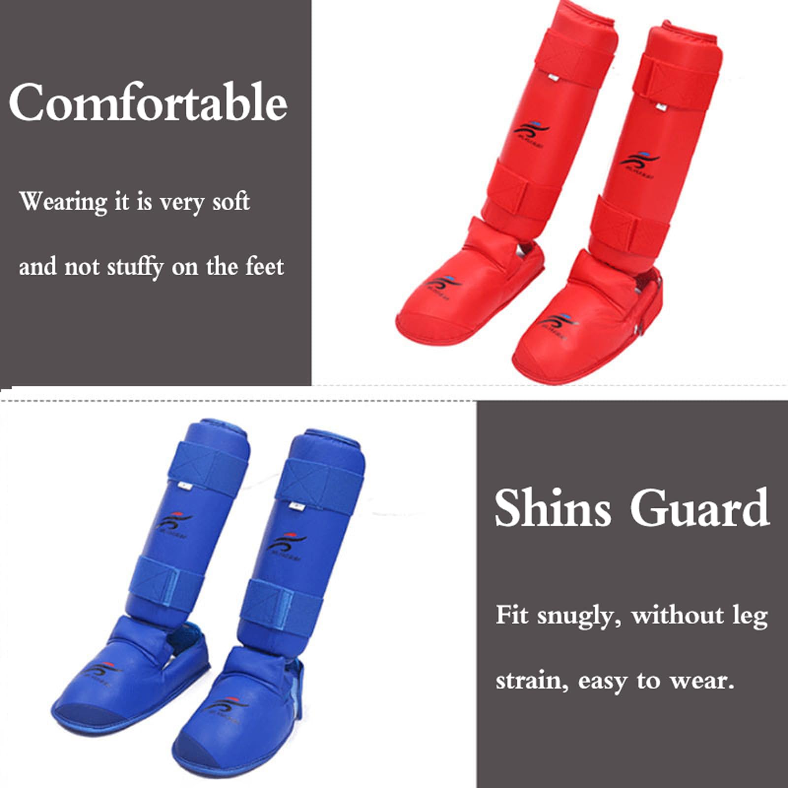 Piedi Protezione Shin Guard,Parastinchi da Boxe,MMA Arti Marziali Protettivo Parastinchi,Shins Guards Muay Thai,Facile da Indossare,per Allenamento Sparring,Arti Marziali Boxe Karatè