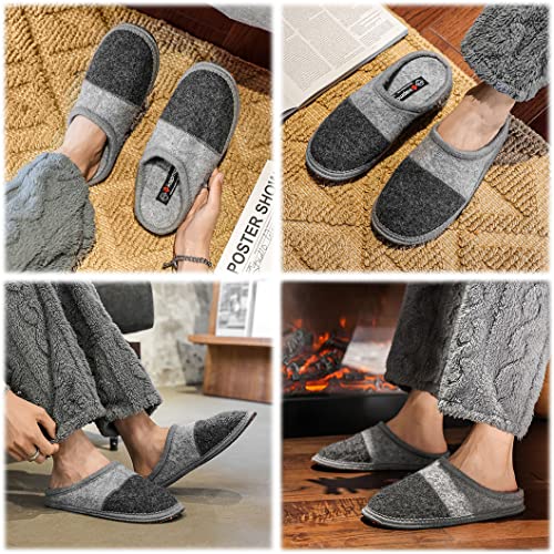 Image of LE KAPMOZ Men's Boiled Wool House Slippers Breathable Winter Warm Slip on Mules Indoor /Outdoor Slipper for Women Two Tone Cap Toe Clog