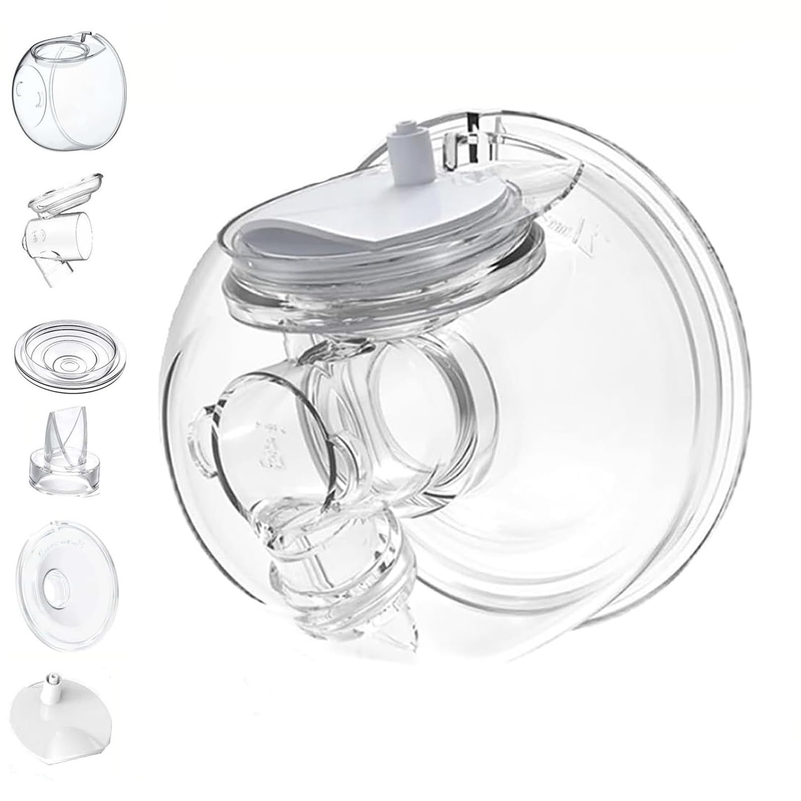 Momlacto Wearable Breast Pump Milk Collector Cup,Compatible with TSRETE/Momcozy S12/S10/S9 Breast Pump,Include Duckbill Valve/Diaphragm/Flange/Milk Collector/Linker/Sealing Cover