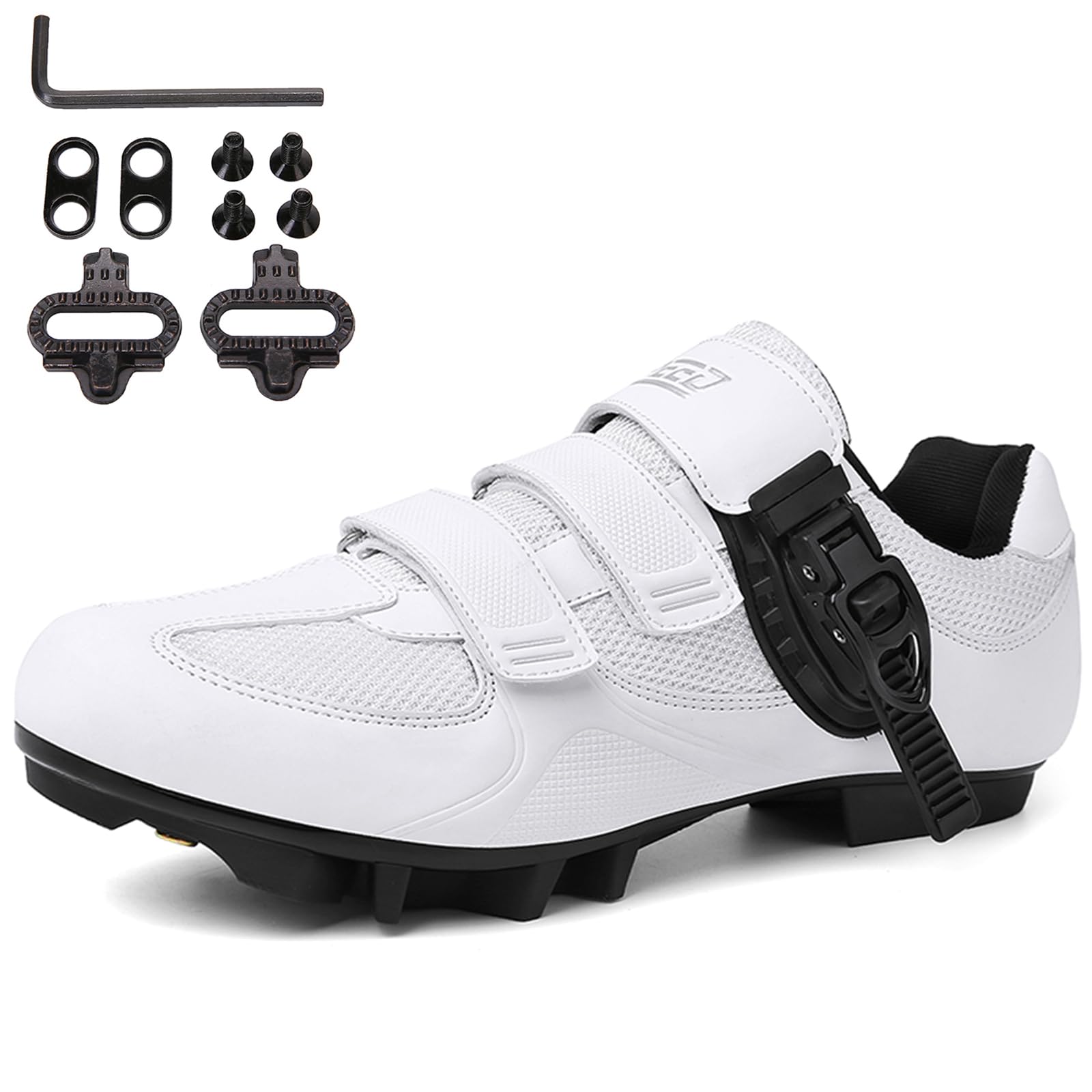 SDEQA Cycling Shoes Mens Womens MTB Bicycle Sneakers Outdoor Mountain Bike Compatible with Peloton Shimano SPD 2-Bolts Pedals Riding Shoes