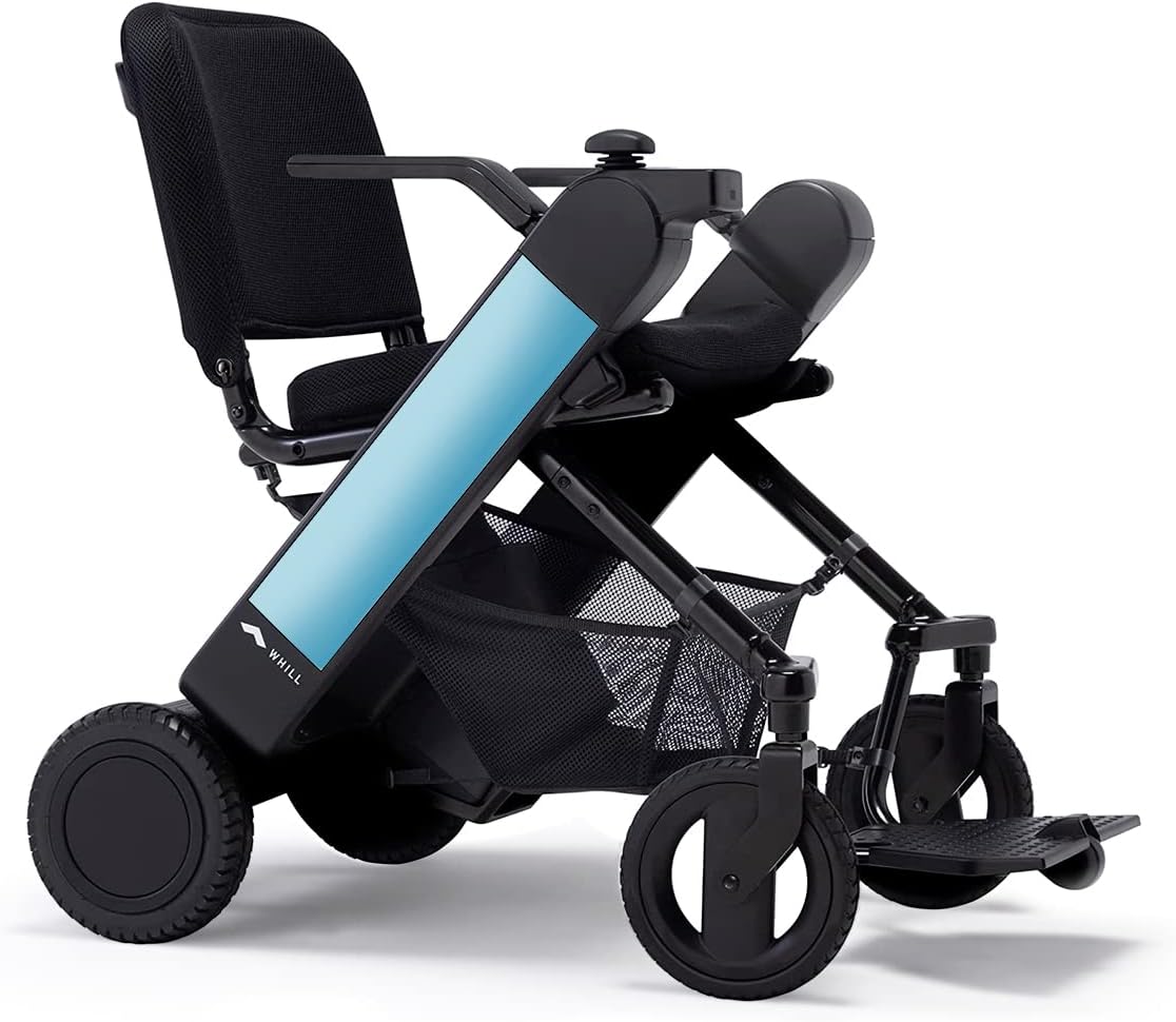 WHILL Model F Power Chair - Convenience and Performance - Foldable Design, Smart Technology, and Remote Control via App - A Perfect Mobility Solution for Adults and Elderly. - Light Blue (One Size)