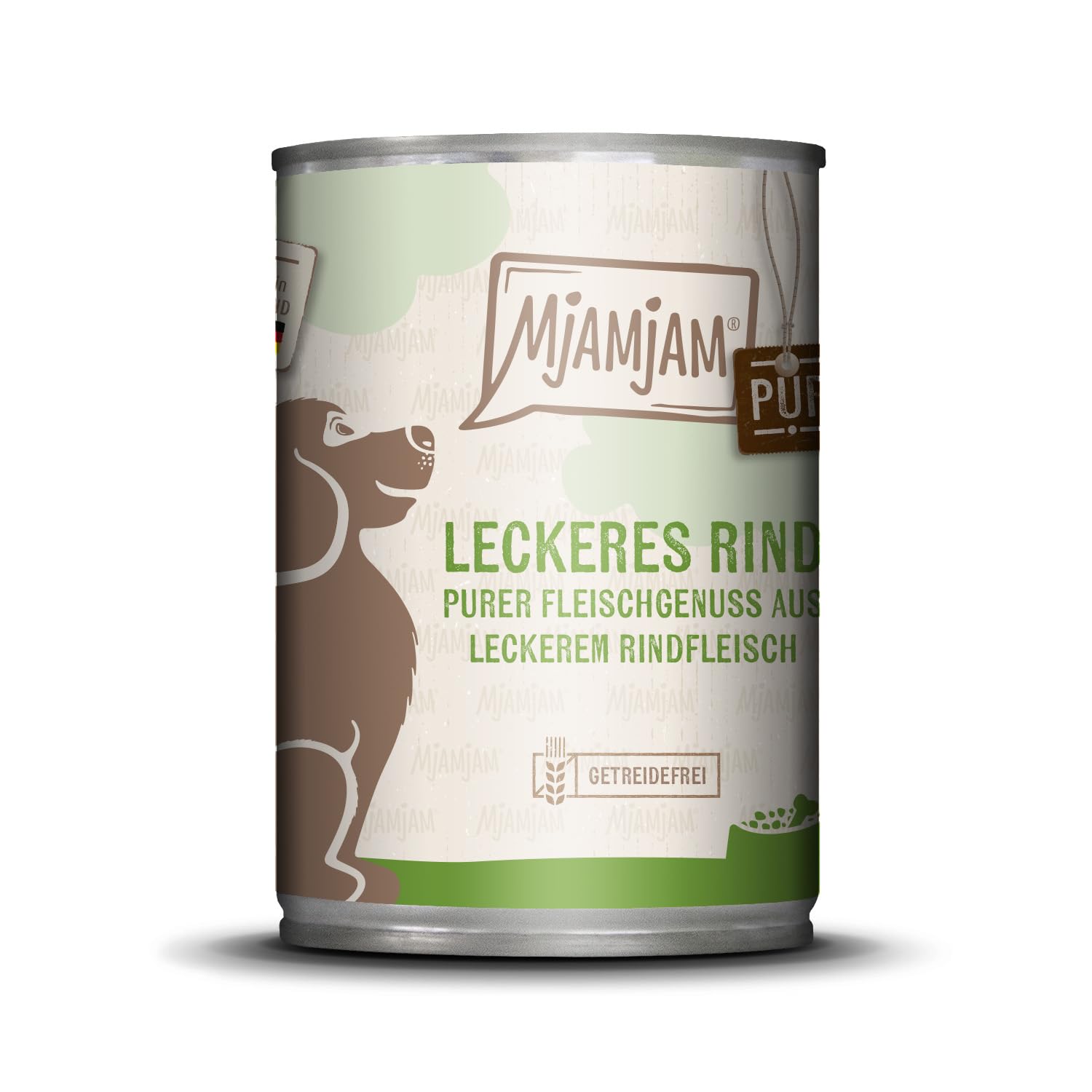 MjAMjAM - Premium Nassfutter für Hunde - Purer Fleischgenuss - leckeres Rind pur, 1er Pack (1 x 400g), getreidefrei mit extra viel Fleisch