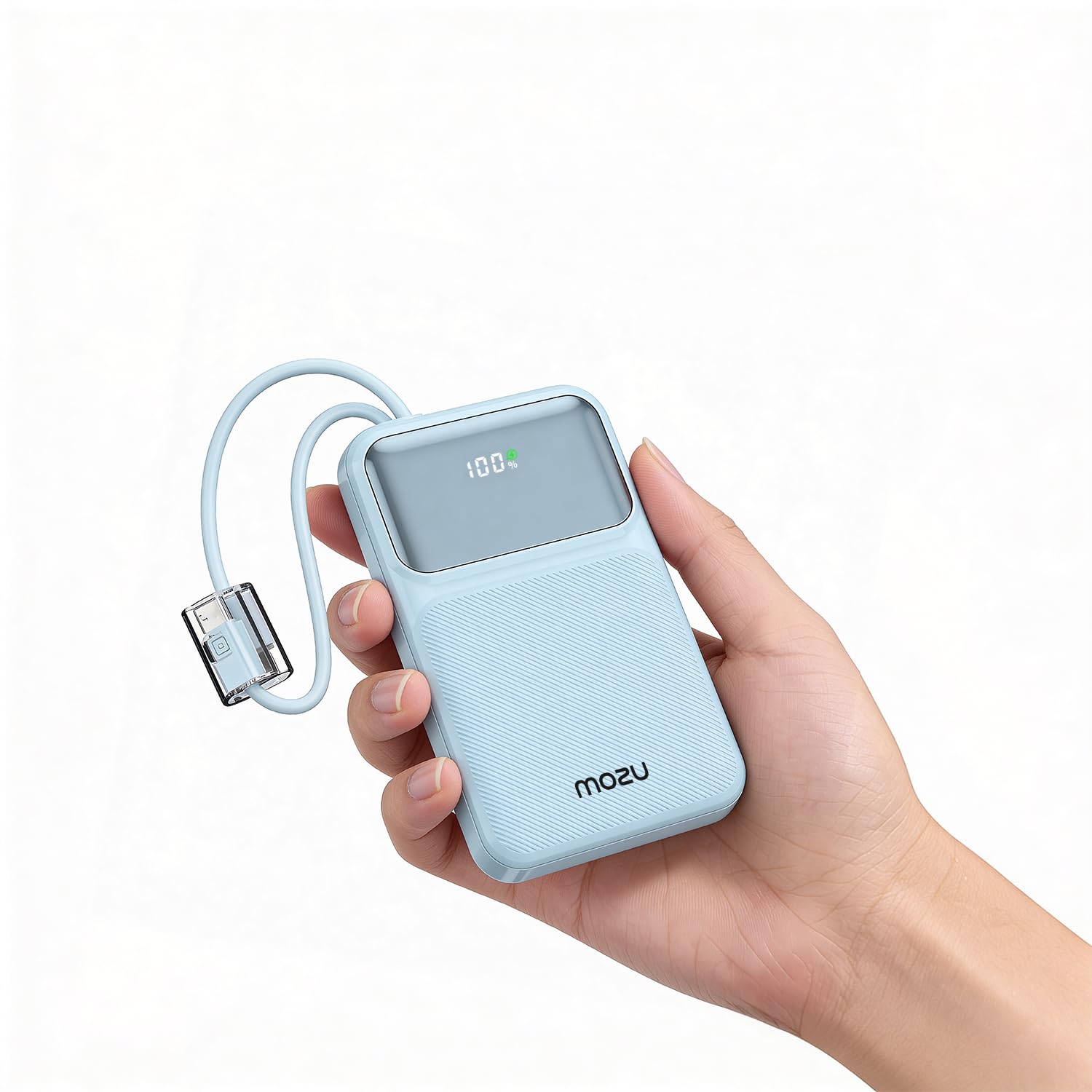 Mozu AmpUp PB110 10000mAh 16mm Ultra-Slim Power Bank with in-Build Type C & 8 Pin Cable |Carry Handle Design|22.5W Fast Charging|Flight Approved 38.5Wh|Digital Display (Blue, 10000, Milliamp Hours)-image-21
