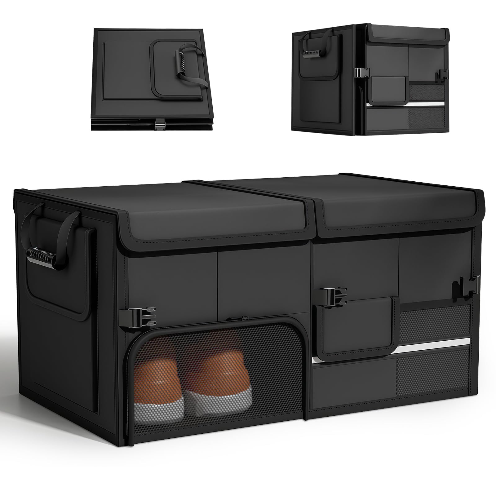 XINHONGJIMAOYI Car Trunk Organizer for Ford Kuga Titanium/Trend/Cool ab Bj.2020, 60L Large Capacity Waterproof SUV Cargo Storage Box Collapsible Container with Lids Mesh Pocket