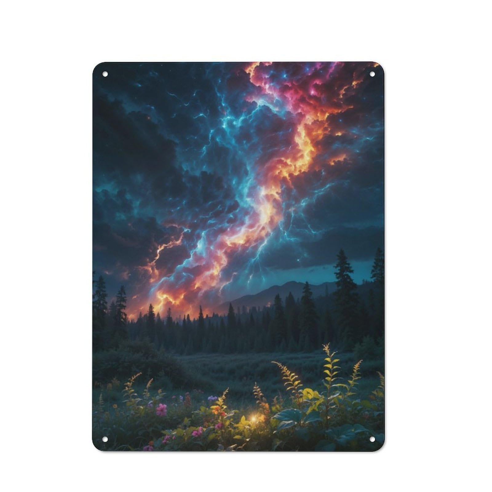 Junmoney A Storm Rages Above A Lush Retro Tin Sign 40X30cm For Workshop Wall, For Collectors Of Retro Metal Wall Decor