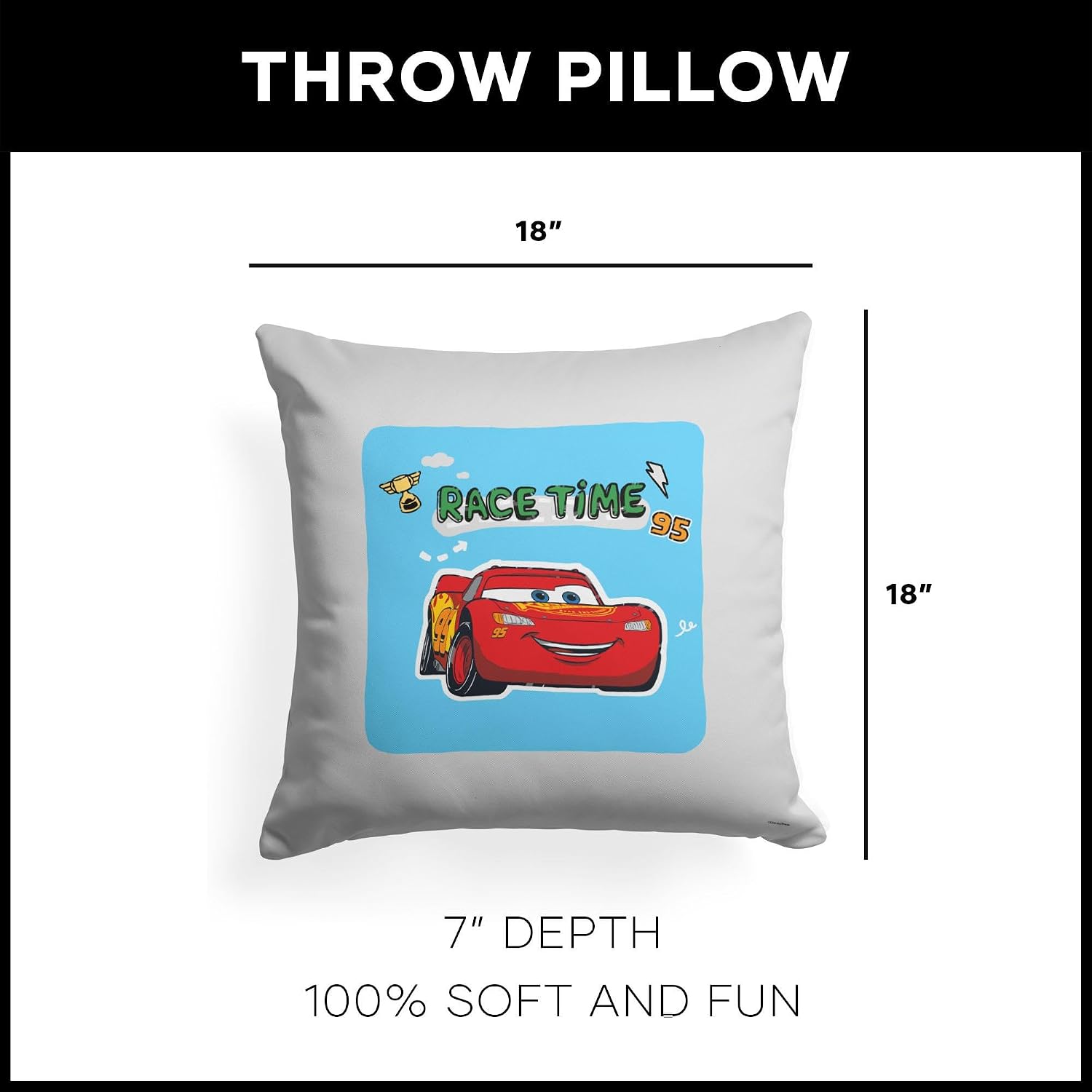 NORTHWEST Cars Pillow, 18" x 18", Race Time