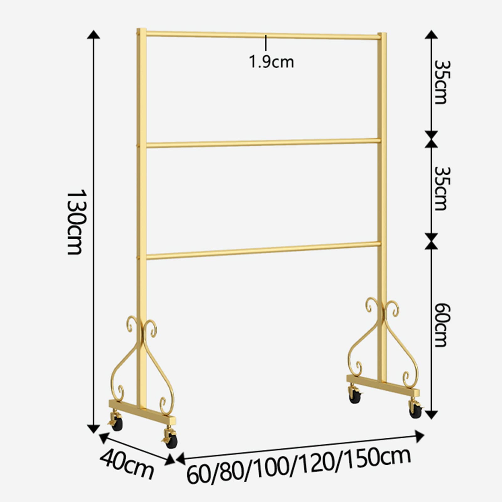 Bodenstehendes Unterwäsche-Regal mit Rädern, 3 Ebenen, doppelseitiger BH-Halter, Badeanzug-Shorts-Ständer, Metallbügel für Handtaschen, Moderne Ladeneinrichtung