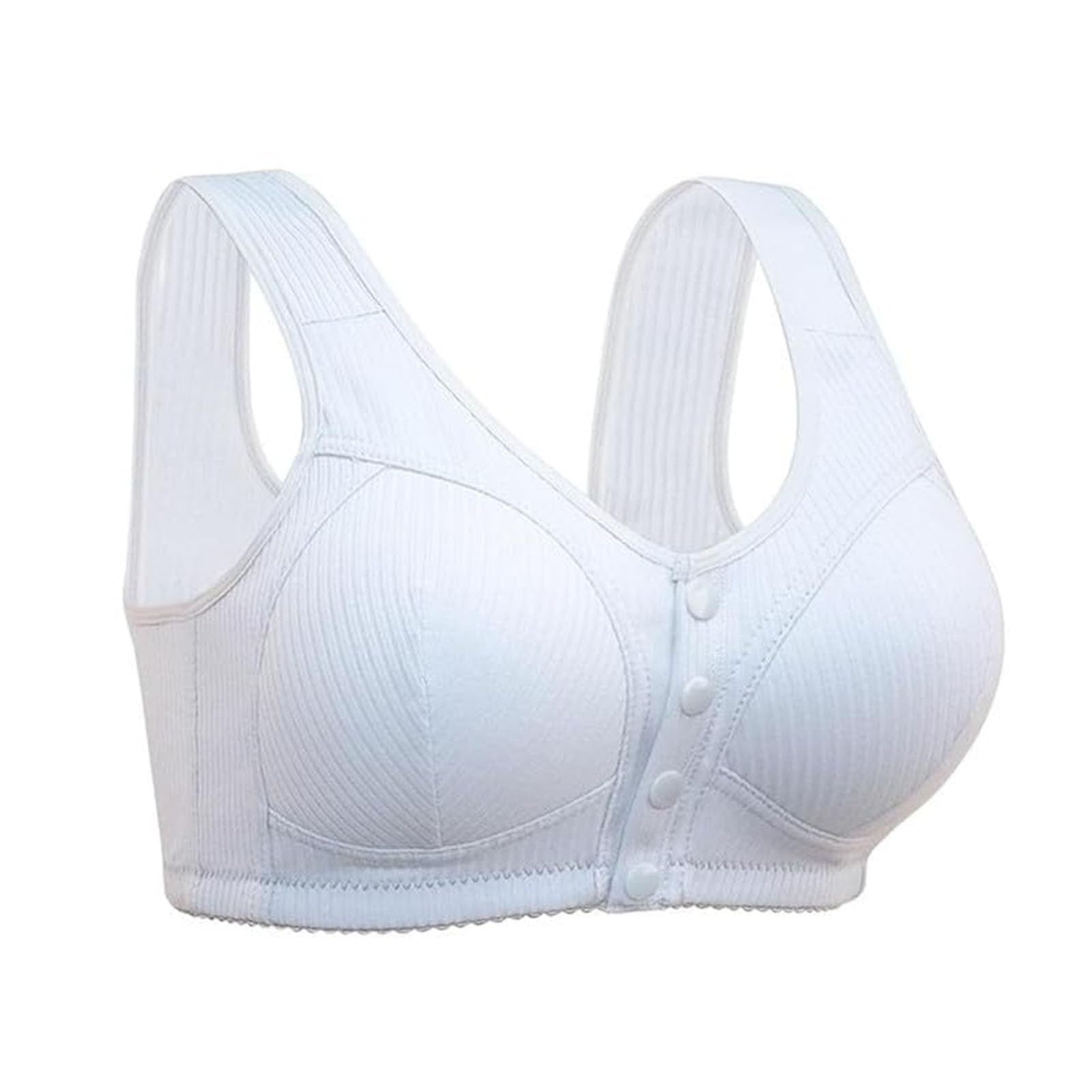 Bra for Older Women 2024 New Comfortable Convenient Front Close Button Solid Color Bras No Underwire