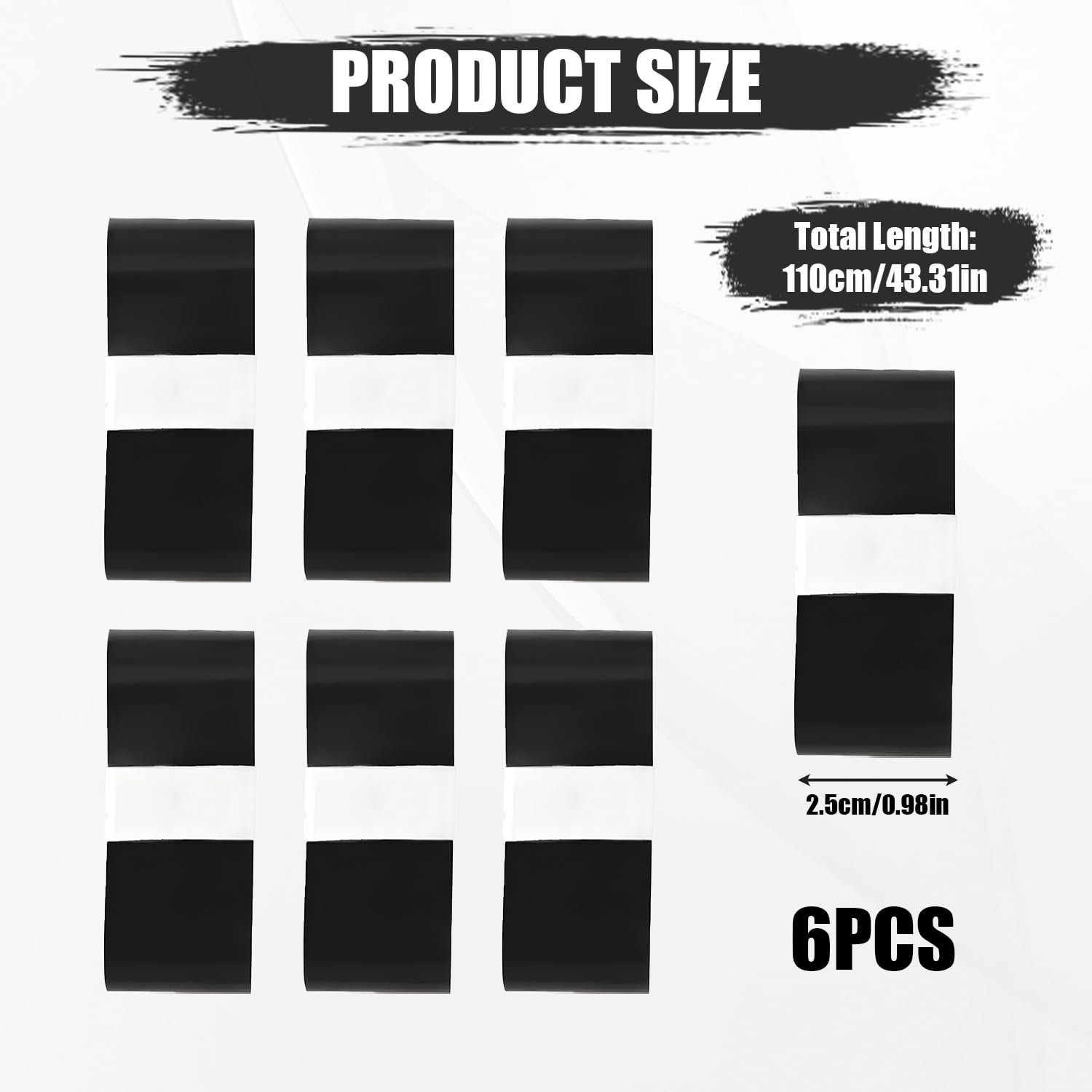 6 piezas Grip Raqueta Bádminton, Cinta de Raqueta Grip Antideslizante, Cinta de Sujeción Agarre Raqueta de Tenis Absorbente Transpirable Surgrip Padel para Squash Tenis Bádminton (Negro)