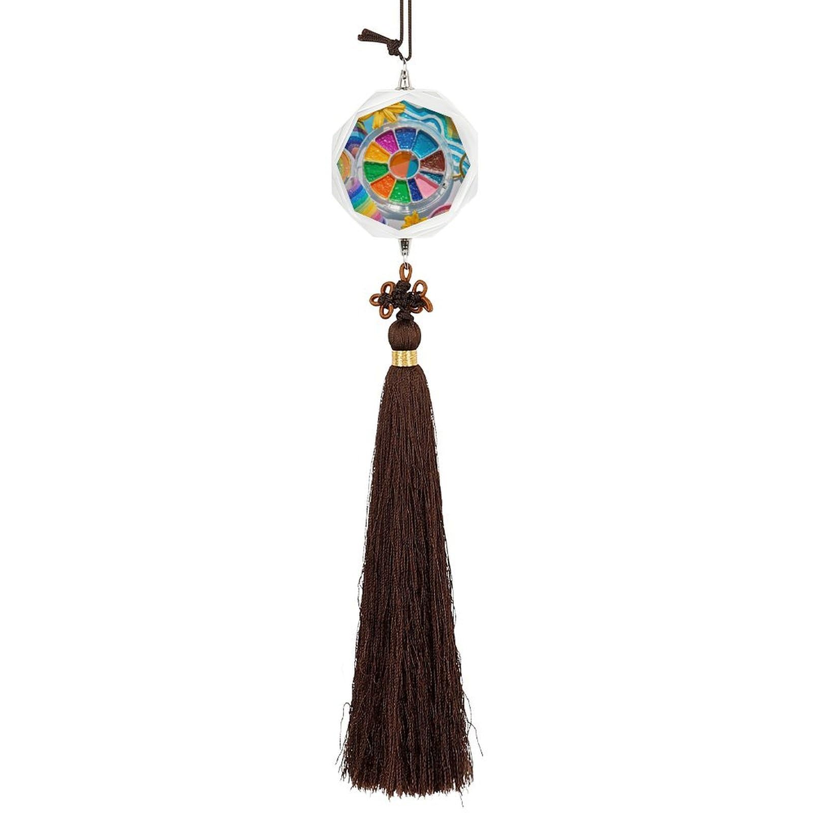 Crystal Auto Pendant Charms Hexagon Crystal Car Rear View Mirror Charms Rainbow Palette Auto Hanging Interior Ornament Pendant Car Interior Accessories for Women Men CarCharms Decor