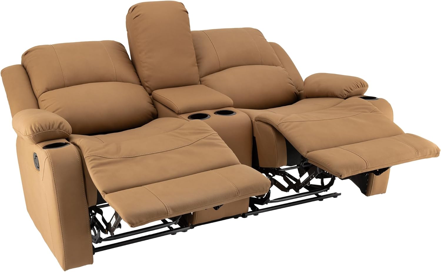 68" Wall Hugger Reclining | RV Theater Seats | Double Recliner RV Sofa & Console | RV Couch | RV Theater Seating | RV Furniture (Manual, Sand)