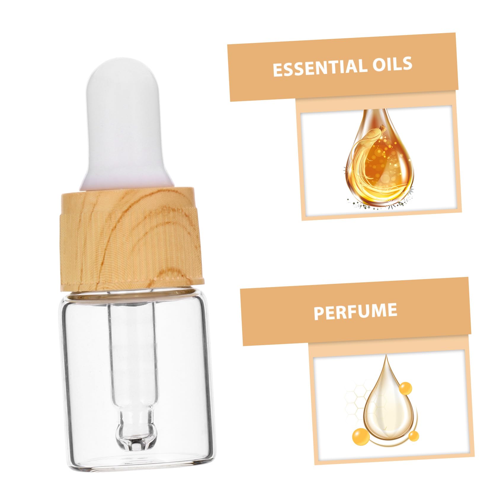 FOMIYES Piezas Cuentagotas de Vidrio de Grano de Madera gotero de 15ml Aceite Esencial para aceites Esenciales perfumes Botella pequeña Botella de Esencia de Vidrio Botella cuentagotas