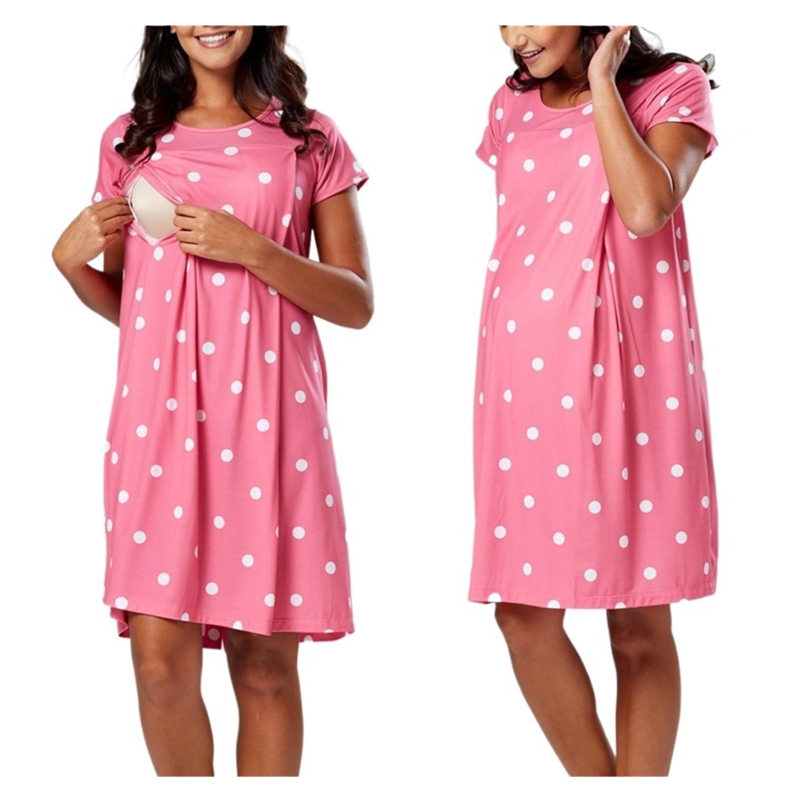 Camicia da Notte Donna Pigiama Premaman, Camicia da Notte, Abito for L'Allattamento, Premaman, Donna Incinta, Pigiama a Maniche Corte, Abbigliamento da casa e da casa