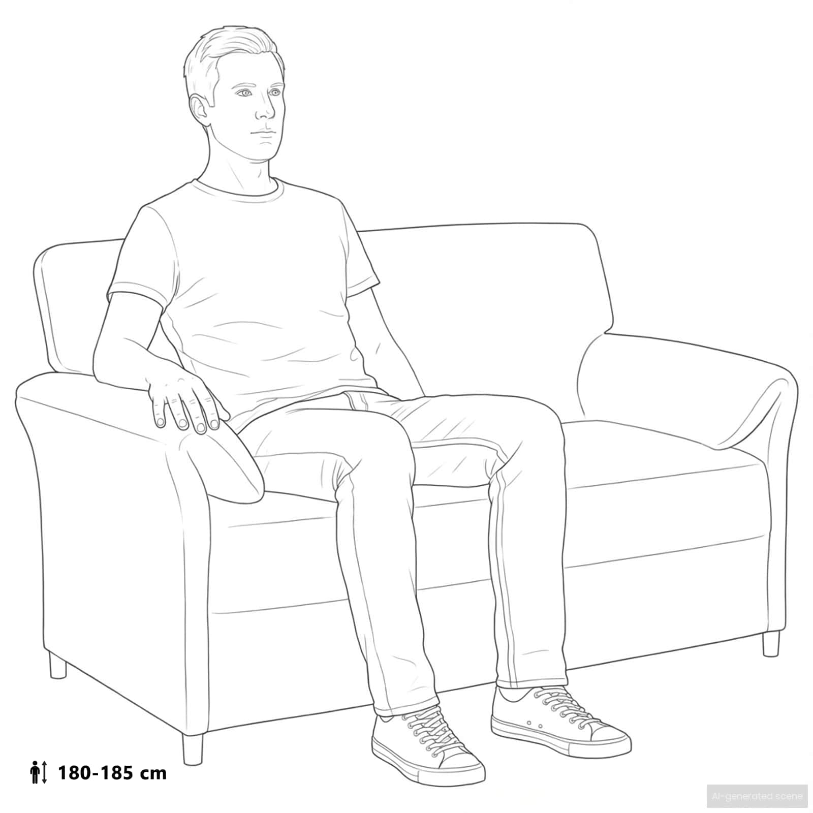 Sofa 100% poliester z metalową ramą i płytą MDF, głębokość siedziska 57 cm, 1-osobowa kanapa do salonu z podłokietnikami, wytrzymała tapicerka, zajmuje mało miejsca, nadaje się do biura i
