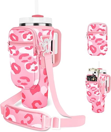 Watter - Bolsa portadora para botellas con bolsillo para teléfono, compatible con vaso Stanley & Simple Morden de 3040 onzas con asa, soporte para