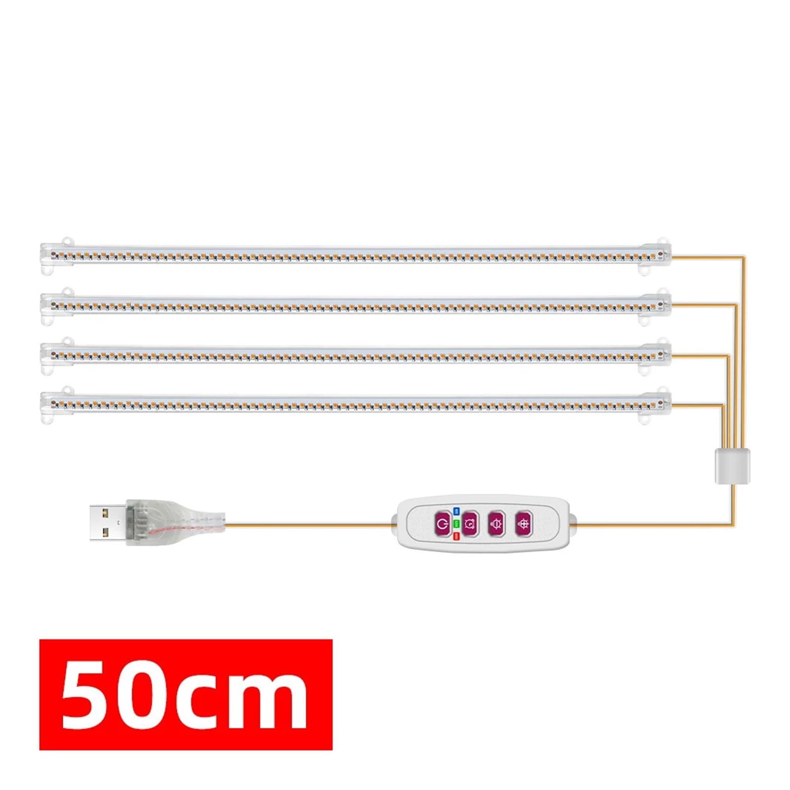 1/2/3/4 LED poussent des bandes lumineuses for l'intérieur, plantes USB spectre complet Phyto lampe réglable minuterie semis légumes fleur de croissance Illuminateur horticole(50CM(One Tows Four))