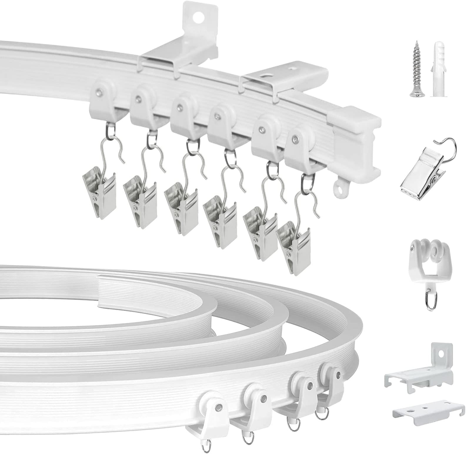 Ceiling Curtain Track, Flexible Bendable Curtain Rail System, 20Ft Wall Mount Heavy Duty Sliding Room Divider Ceiling Track for Curtains, RV, Shower, Hospital