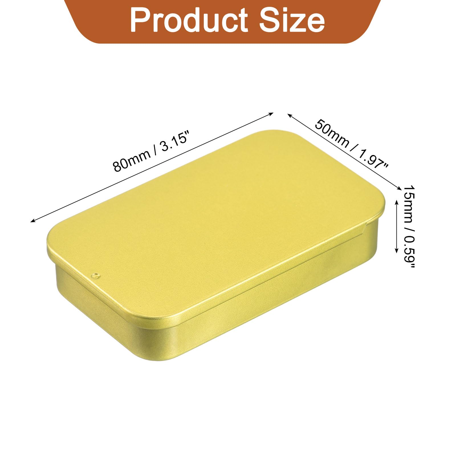 sourcing map 12 contenitori in latta con coperchio scorrevole, mini contenitori vuoti in metallo con coperchi scorrevoli, 7,9 x 3,3 x 1 cm, organizer rettangolari per balsamo per labbra, profumi