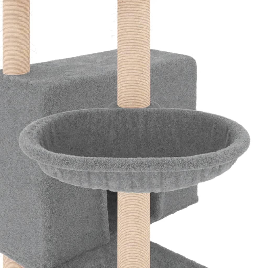 Homgoday Tiragraffi per gatti con tiragraffi in sisal, grigio chiaro, 143 cm, torre tiragraffi a torre, casa per arrampicata per gatti multilivello, centro attività per gatti, animali e articoli per