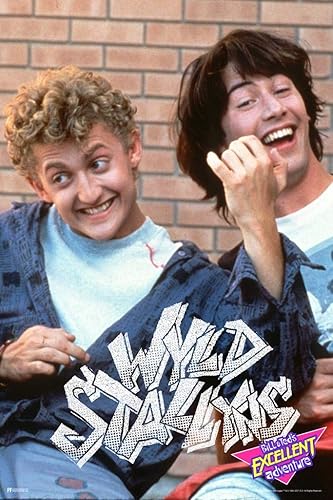 Póster de Bill and Teds Excellent Adventure Wyld Stallyns Air Guitar Funny Retro Vintage Style Classic 90s Movie Bogus Journey Cool Wall Art Poster