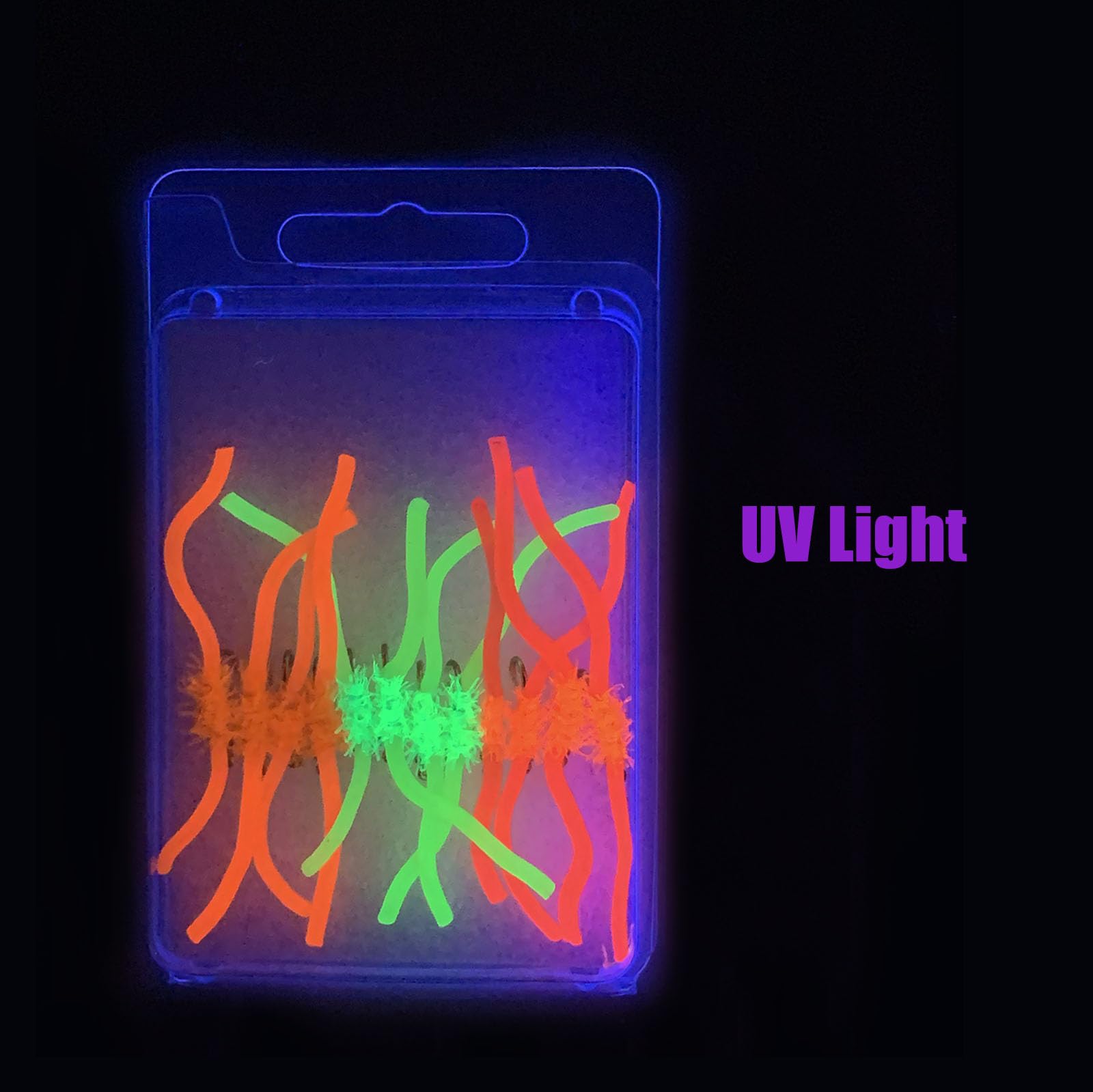 Tigofly 24 pcs/lot 3 Colors UV Squirmy Worm Lure Bug San Juan Worm Fly Fishing Flies Lures Size 8#