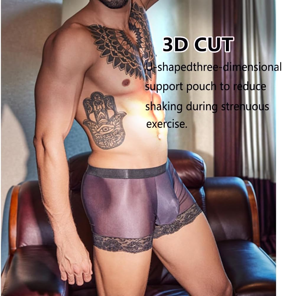 Men's Sexy Sissy Underwear Shiny Oil Glossy G-String Bikini Bulge Enhancing Ball Pouch Crossdressing Sexy Gay Lingerie Sissy Underpants For Men Black - Image 4