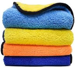 Portal Double Color Double-Sided High-Density Hot Microfiber Thick Absorbent Coral Fleece Cleaning Cloth Towel, Blue