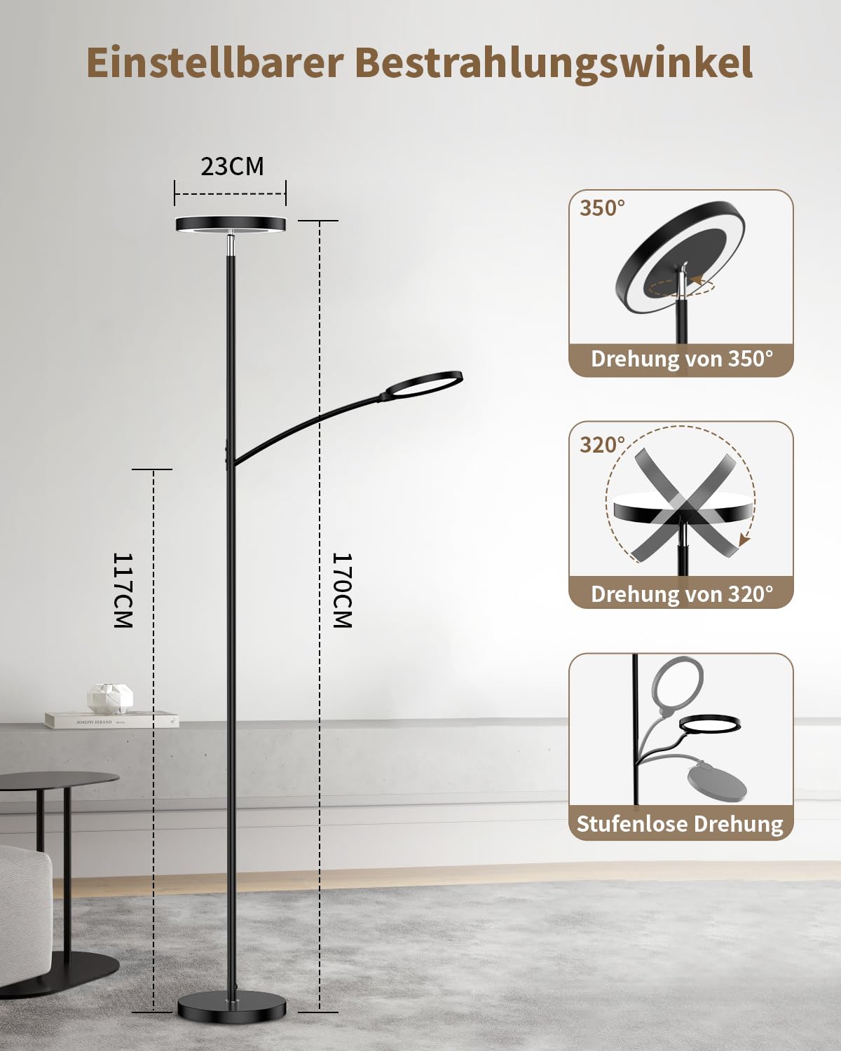 Oplaadbare Vloerlamp Duuk Zwart 6 Watt incl. Dimmer kopen bij