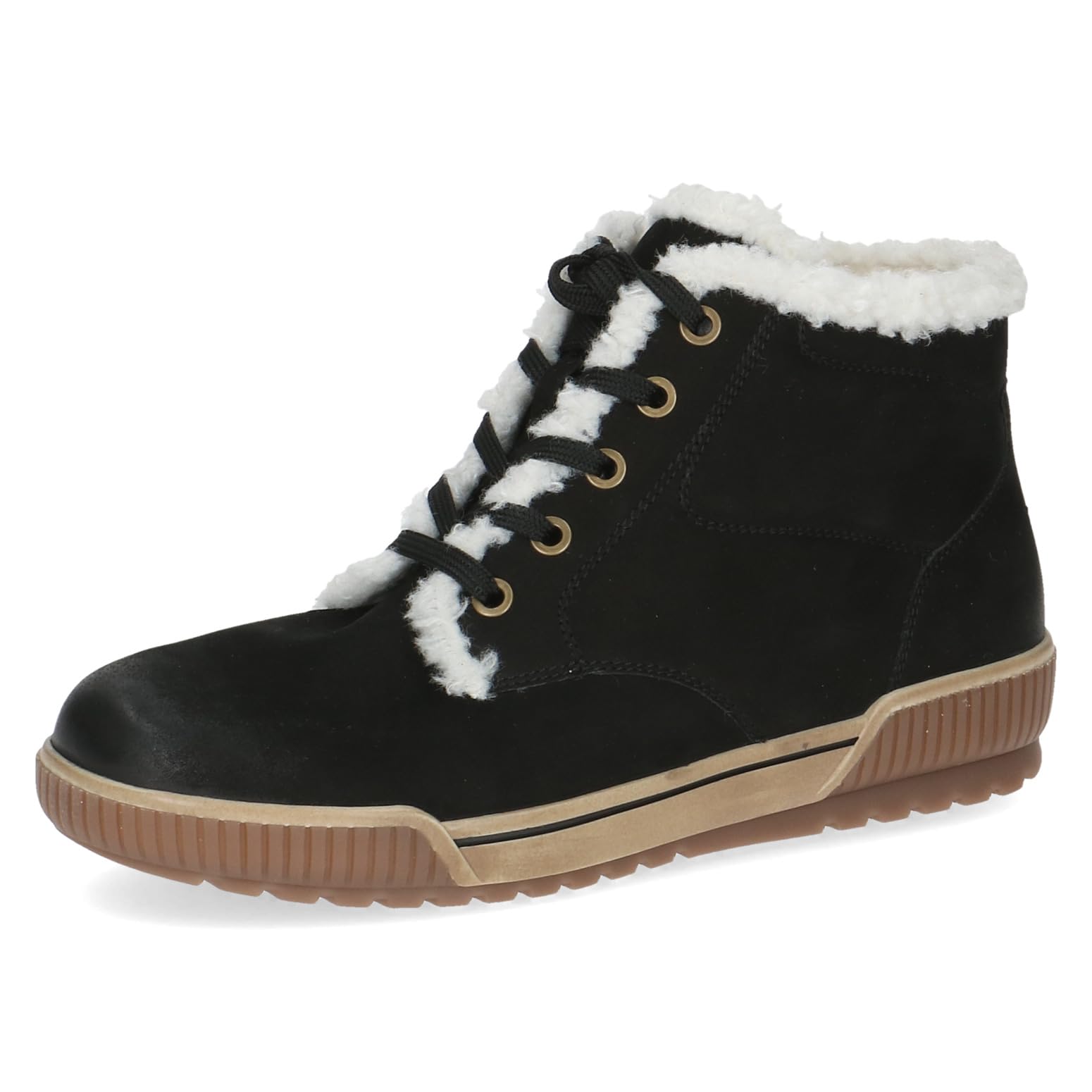 CAPRICE Women's high-top sneakers lined lace-up comfortable, Black (Black Nubuc), 3.5 UK