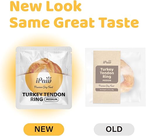 Miniatura 2 de iPaw Tendones de pavo para perros, 100% Turquía y materia prima de origen estadounidense, hipoalergénicos, masticables naturales de grado humano,