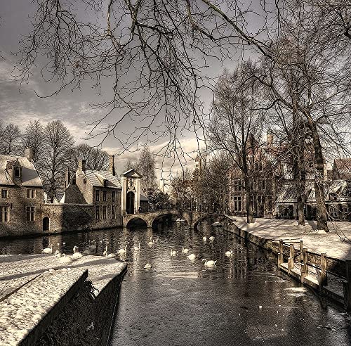 Affiche sur toile encadrée Bruges de Noël Yvette Depaepe - Paysage photo sur châssis