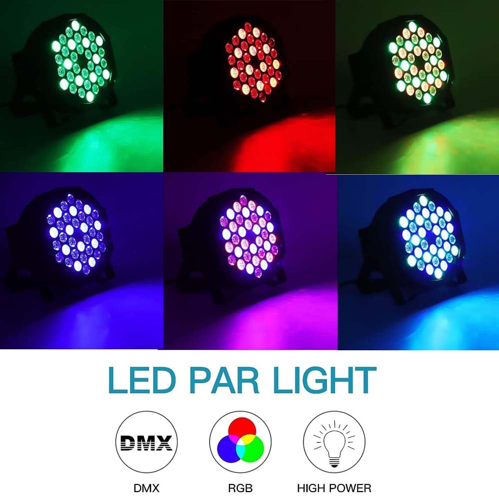 Scheinwerfer mit 36 LEDs in verschiedenen Farben RGB mit 36 Watt, integrierter Soundsensor mit bunten Lichtern für Partys, Disco, Events