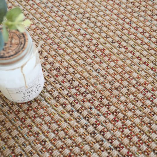 Decoweb Moquette Tissé Plat - Natté Sumatra - Nature Multicolor - Rouleau de 4m x 3.00m