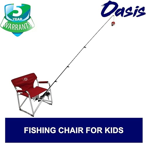 Miniatura 3 de Silla de pesca de tamaño pequeño con soporte para caña - Silla plegable de aluminio premium - Rojo