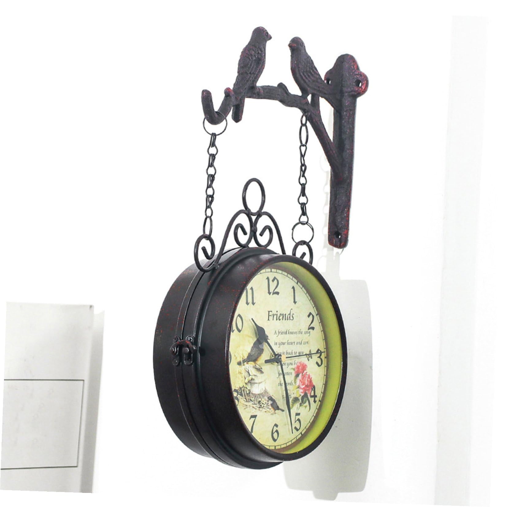 Cabilock Reloj de Pared de Doble Cara Silencioso sin Batería Diseño Original y Material de Hierro para Dormitorio o Bar Decorativo y Funcional