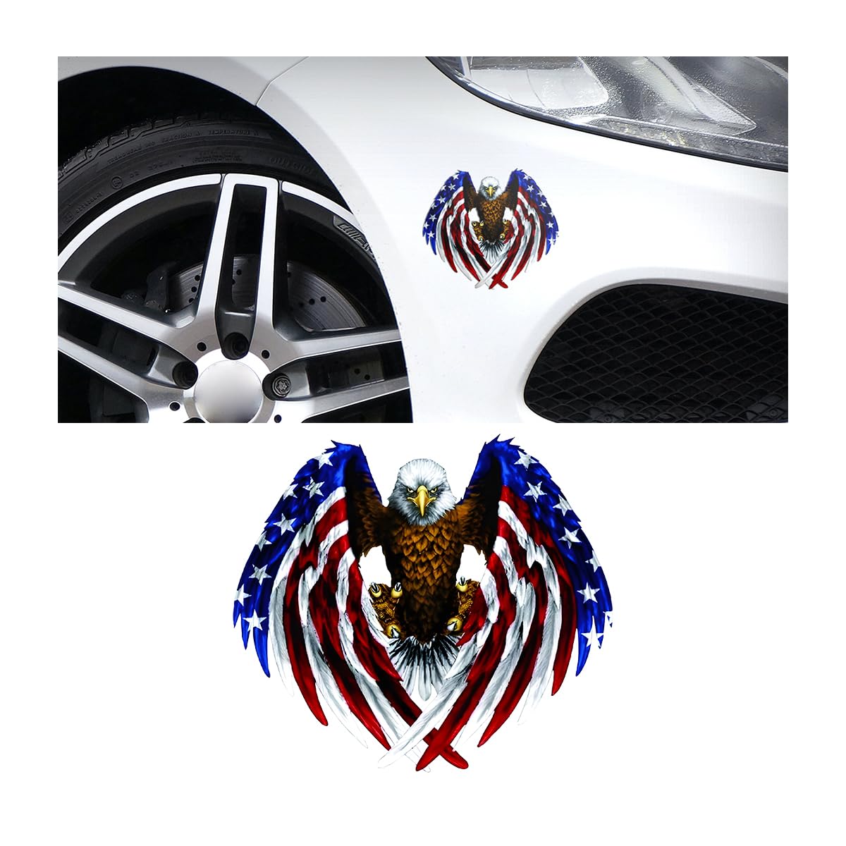 American Flag Bald Eagle Decal, 3 Pack Car Window Bumper Wall Stickers, USA Flag Patriotic Eagle Adhesive Decoration Decal Sticker, Car Accessories Suitable for Laptop, SUV, Truck, Home