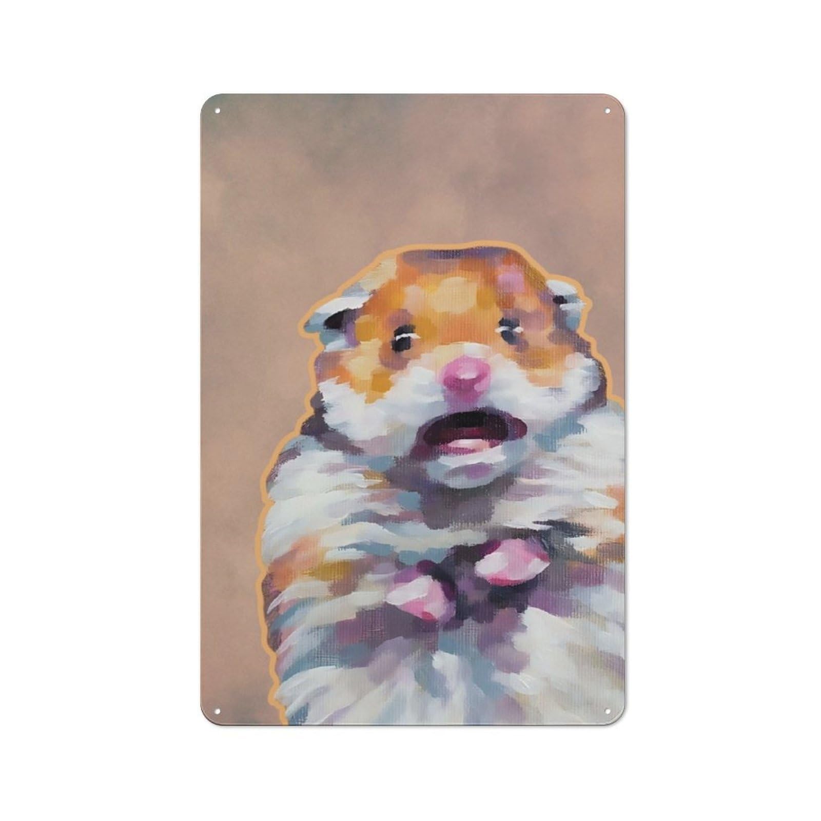Junmoney Hamster Meme Funny Cute Rustic Metal Wall Sign 30X20cm For Hobby Room Or Studio, For Vintage Wall Decor Fans, For Themed Room Decoration