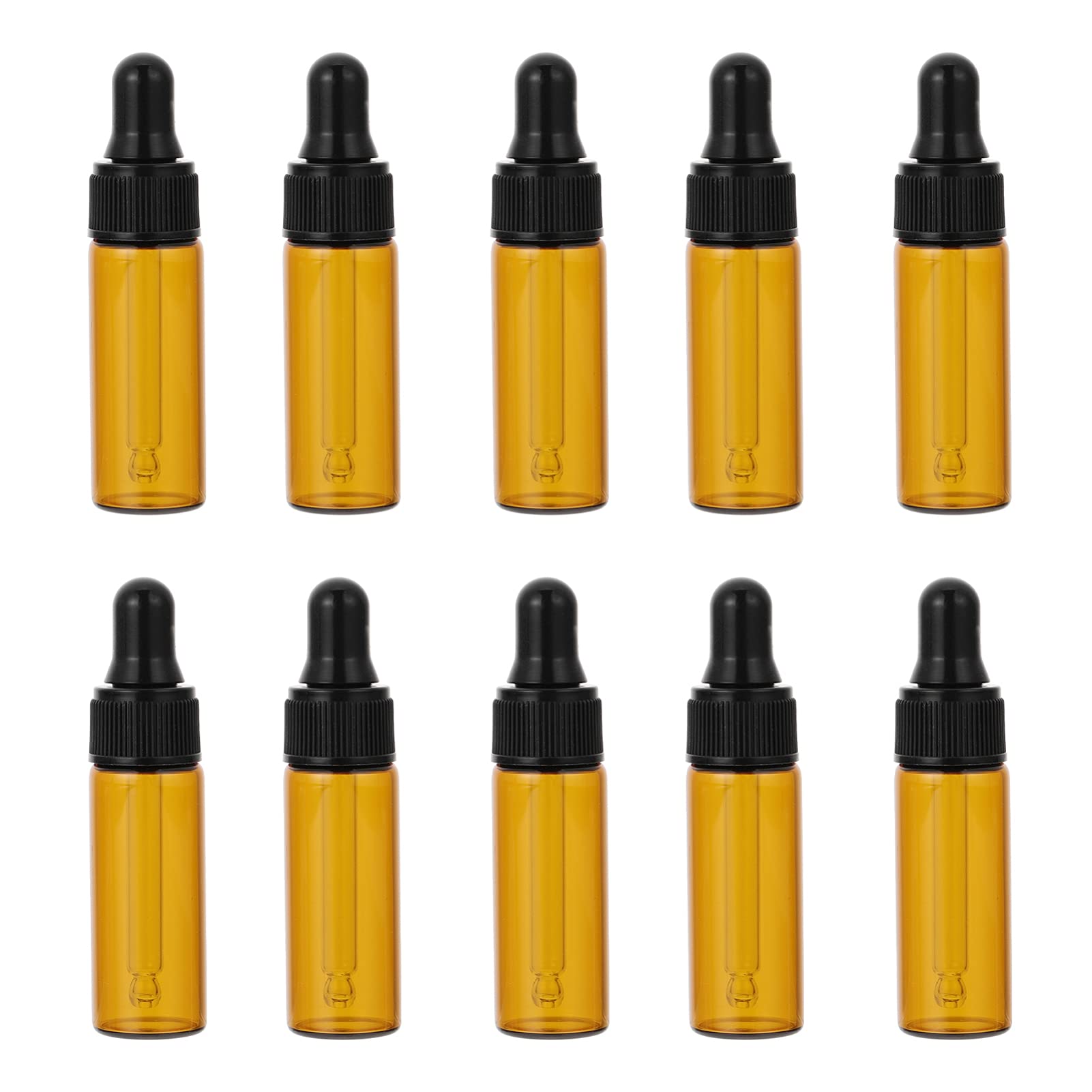Hemobllo 10pcs 5ml Essential Oil Dropper Bottles Glass Liquid Dropping Bottle Clear Perfume Dropper Bottles Refillable Cream Bottles with Glass Droppers Dark Brown