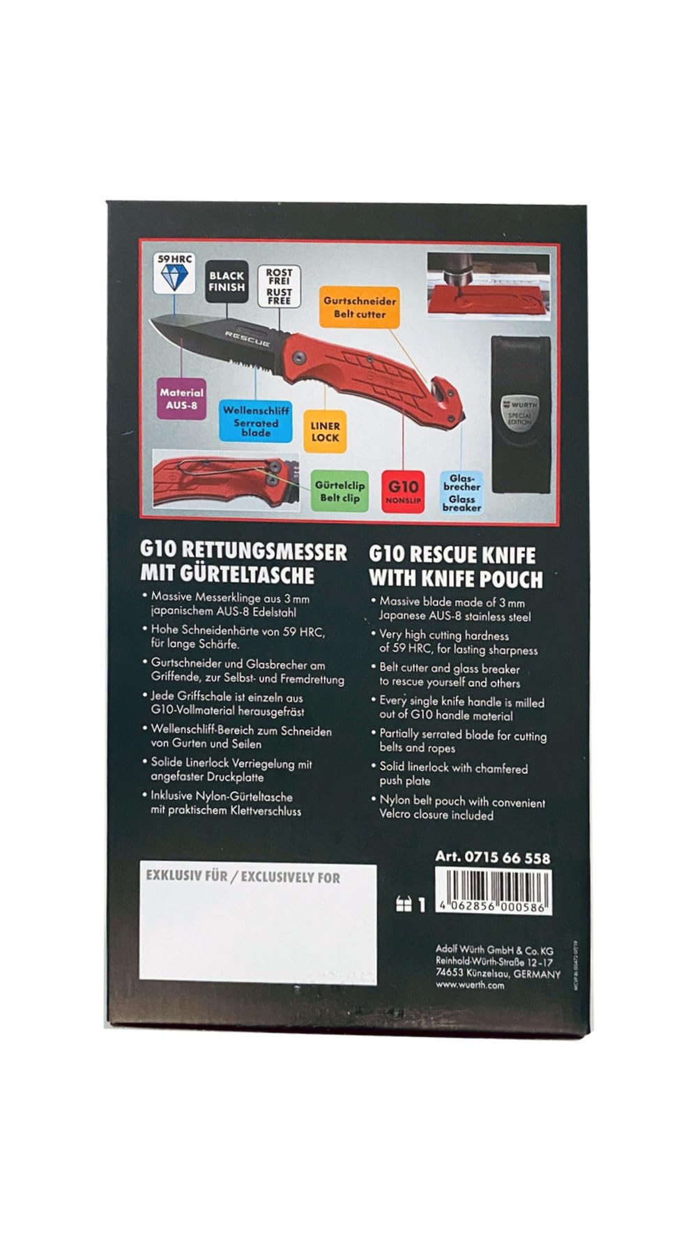 Würth Klappmesser Rescue Special Edition limitiert Taschenmesser, 071566558