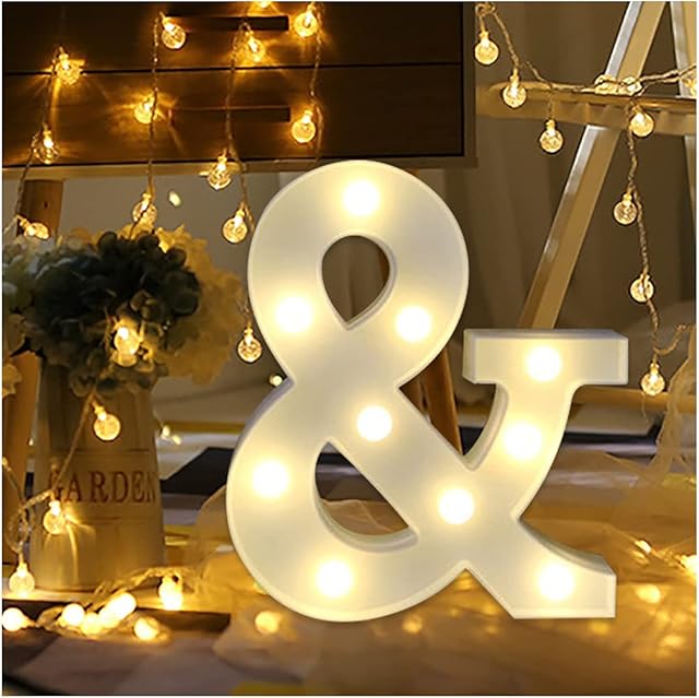 LED Alphabet Letter Lights Light Up Warm Fairy Night Light Plastic Letters Numbers Standing Birthday Decorations Mumustar (N)