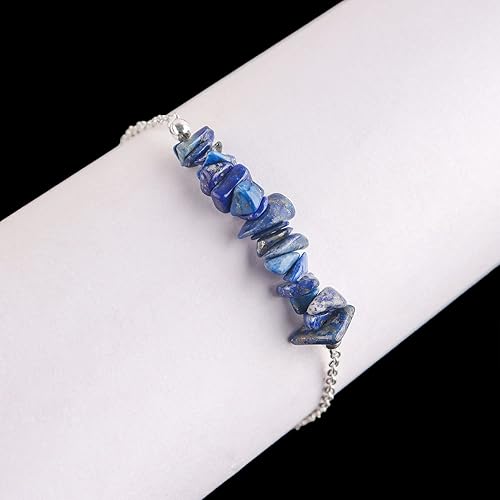 Miniatura 37 de TGH Pulsera de barra de chips naturales, cristal curativo, pulsera de cuentas crudas chapada en plata, cadena ajustable de 7 + 1 pulgada, regalo