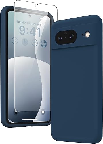 GONEZ Compatible con Google Pixel 8, funda de silicona líquida con 2 protectores de pantalla, funda protectora de cuerpo completo, a prueba de