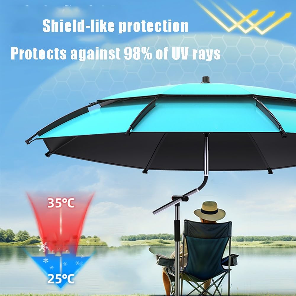 200cm 260cm Paraguas De Pesca Aire Libre, Sombrilla De Playa Antiviento, Paraguas De Patio Protección UV Con Función De Inclinación