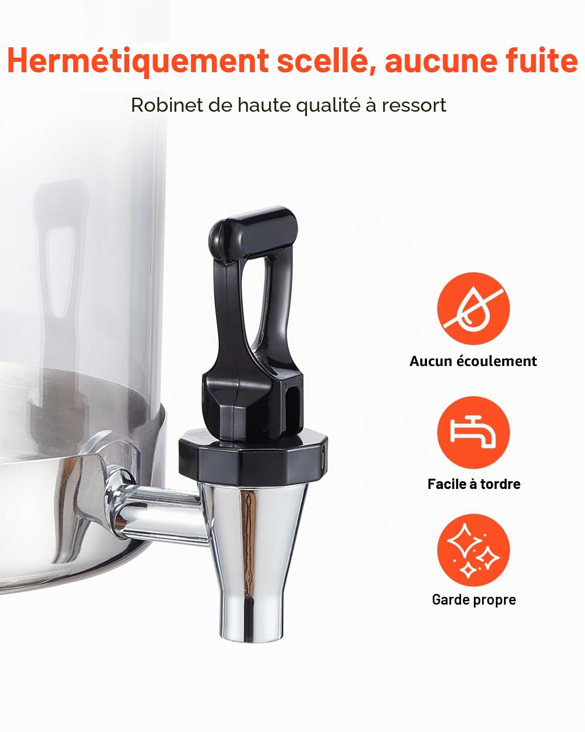 VEVOR Distributeur de Boissons Capacité 2x 8 L, Fontaine à Eau en Acier Inoxydable et Plastique, avec Robinet, Compartiment à Glace et Plateau, Distribution de Jus Limonade Thé Glacé, Restaurant Café